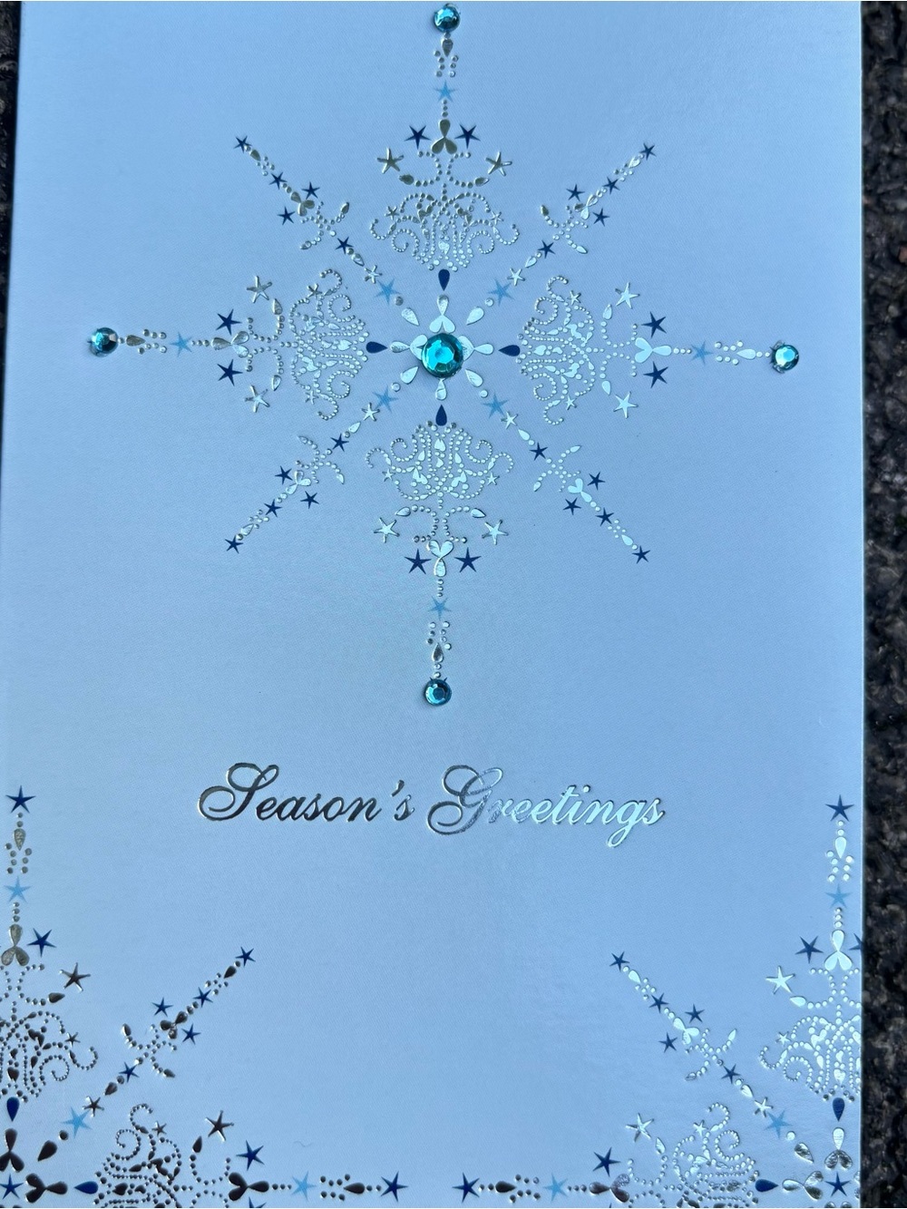 The Gift Wrap Company Season's Greetings Cards Set of 6 Blue Silver Snowflake